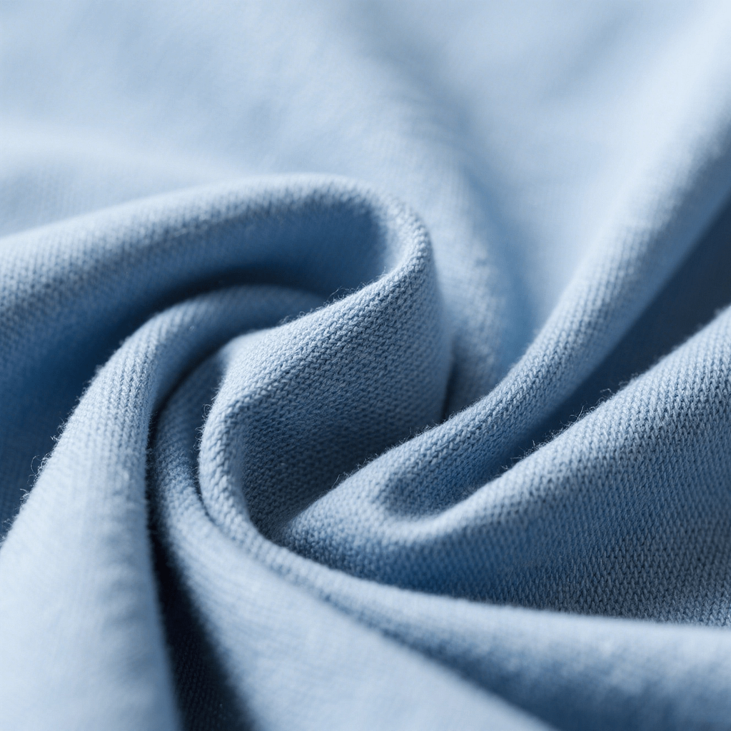 Detail of Stretch Chambray, one of the variants of the Chambray fabric, shown here