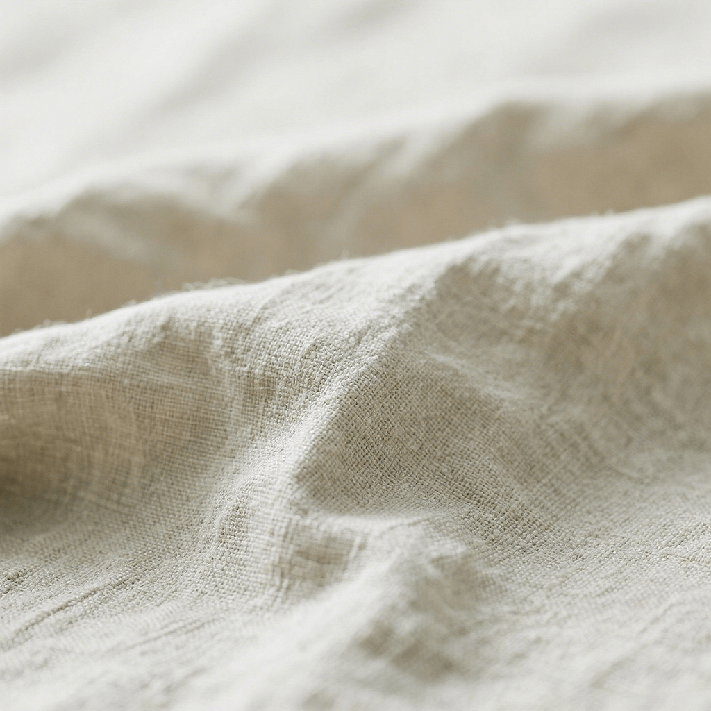 Detail of Linen Chambray, one of the variants of the Chambray fabric, shown here