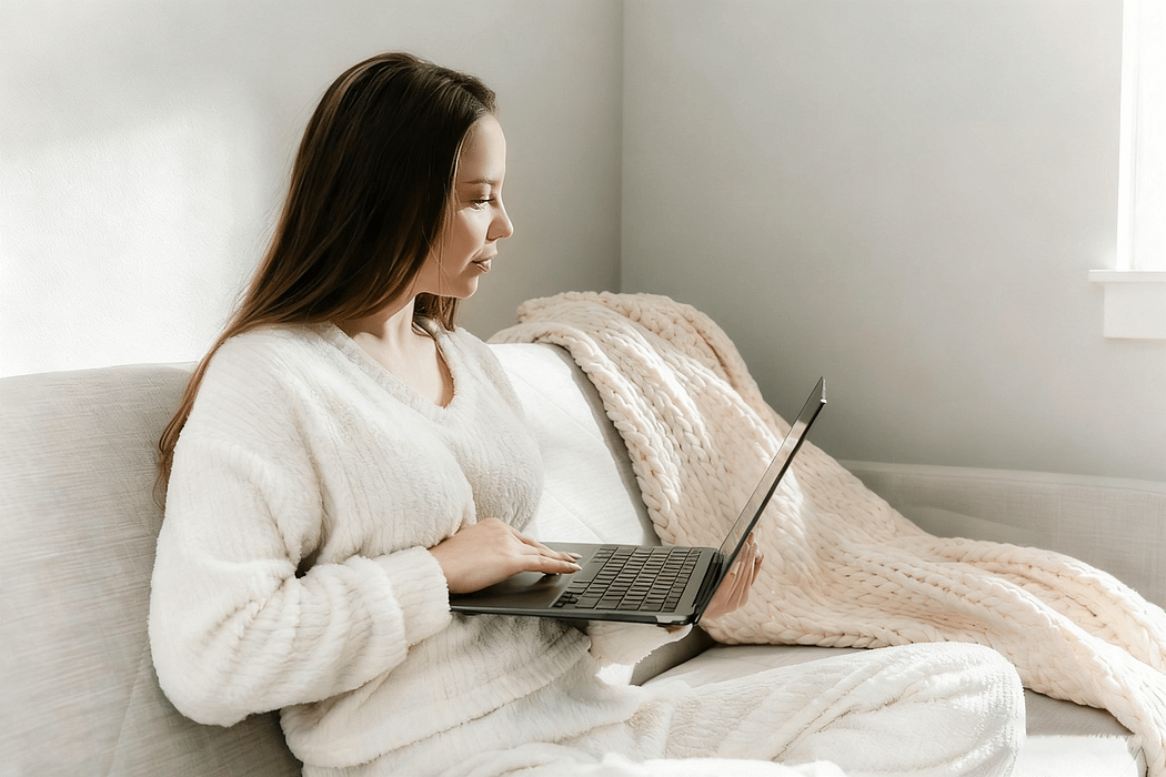 A woman wearing loungewear