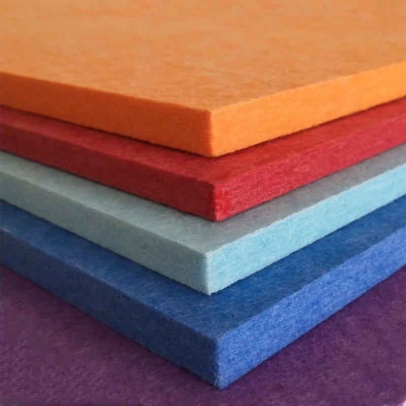 Several pieces of acrylic felt in different colors arranged together