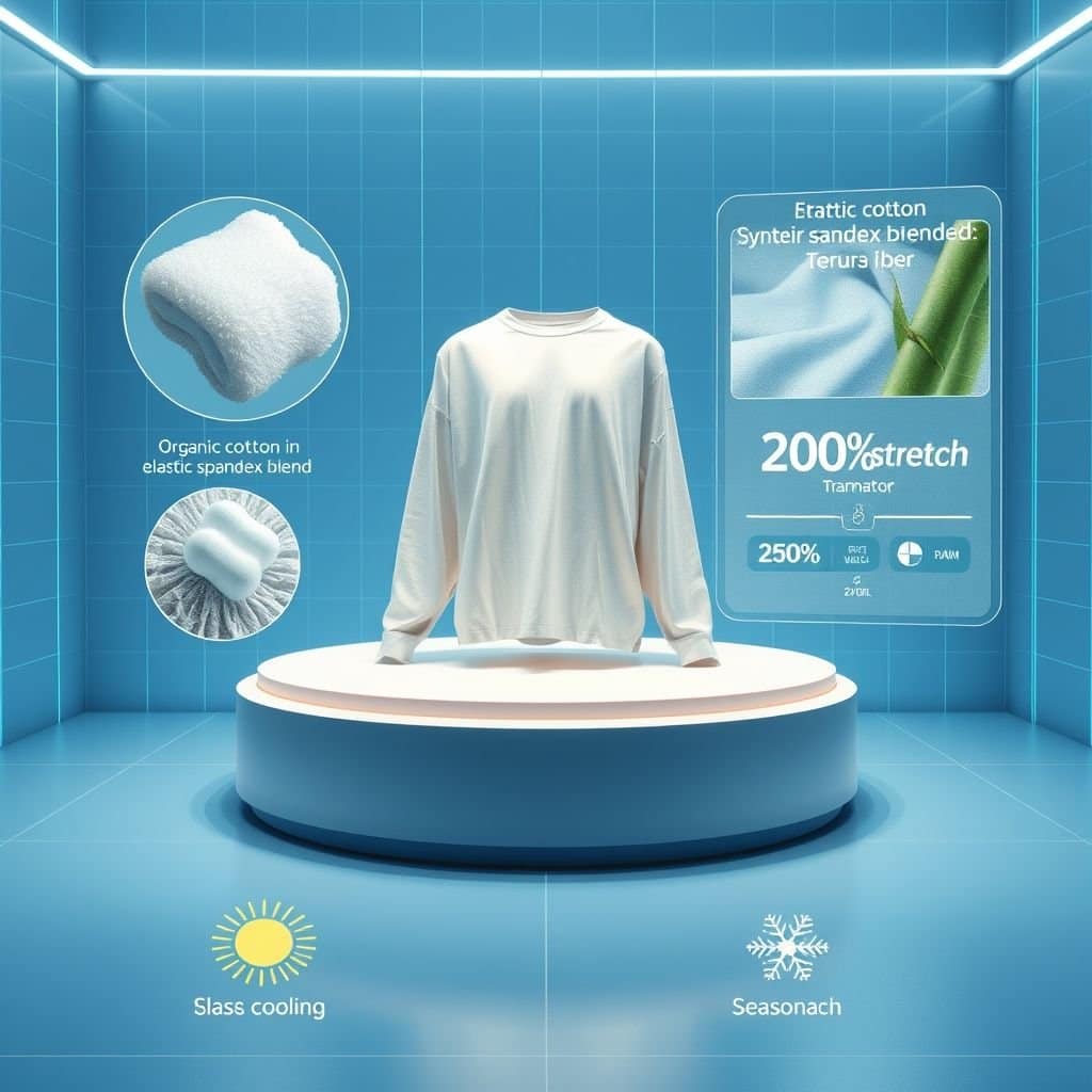 This is a diagram explaining the selection of yoga clothing fabrics, showing the technological performance