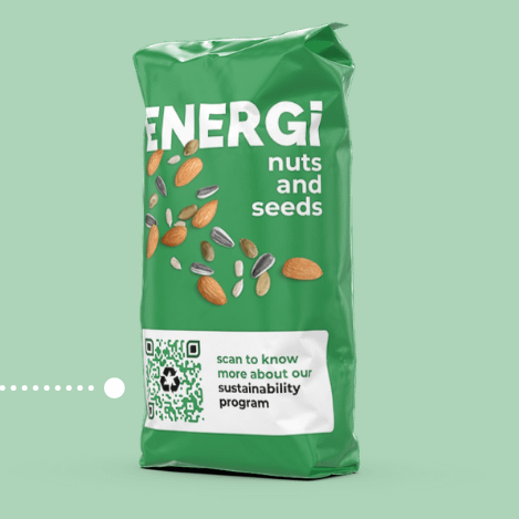 It's a bag of nuts with a QR code embedded in the package.