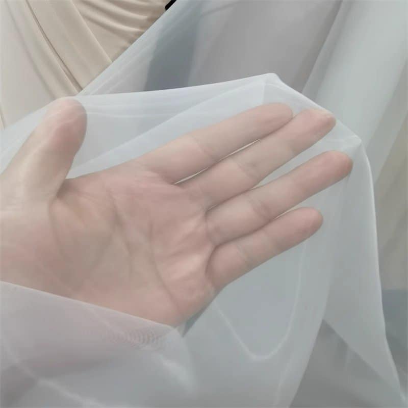 Detailed view of fabric of Nylon Organza, one of the types of organza fabrics.
